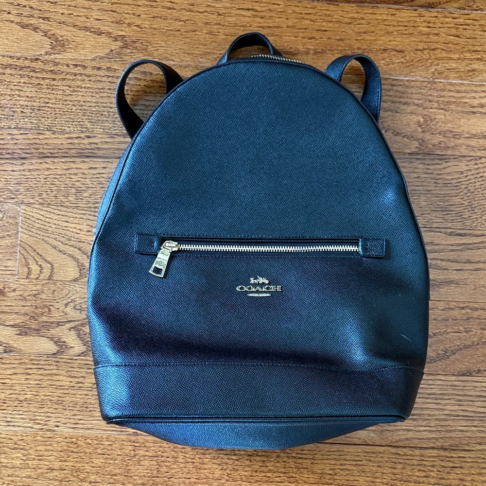 Coach Black Kenley Backpack with Gold Zipper